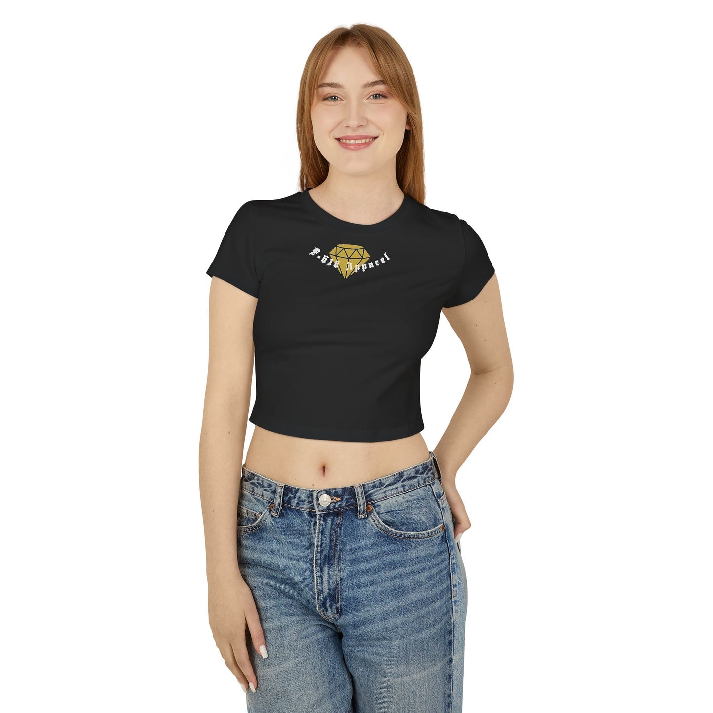 Women's Baby Tee - Edgy Cross Design Shirt | Stylish & Comfortable Apparel, F616 Logo