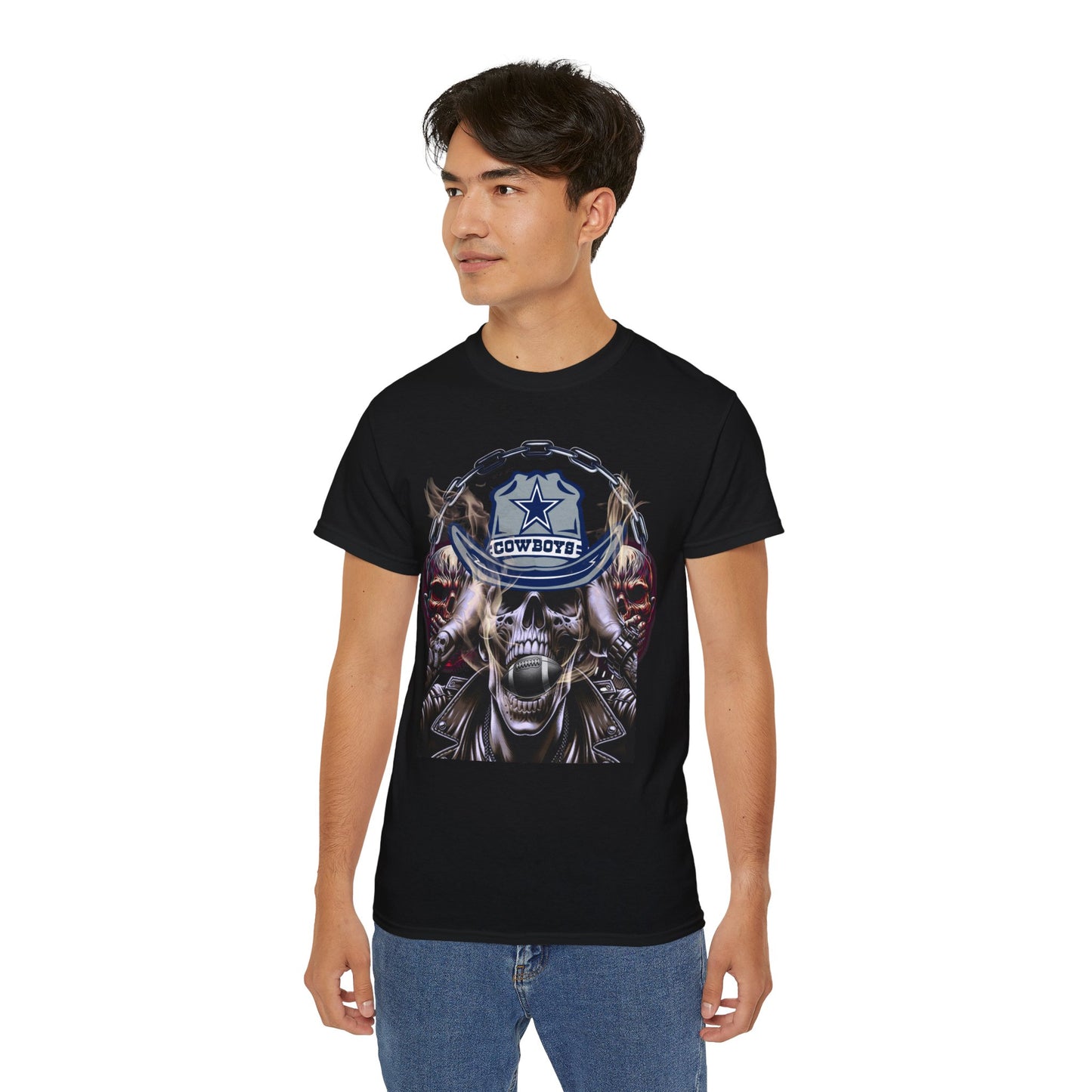 Cowboy Skull Unisex Tee, Cowboy Skull Graphic Tee, Unisex Cotton Shirt, Festival Wear, Unique Gift for Him/Her, Casual Style