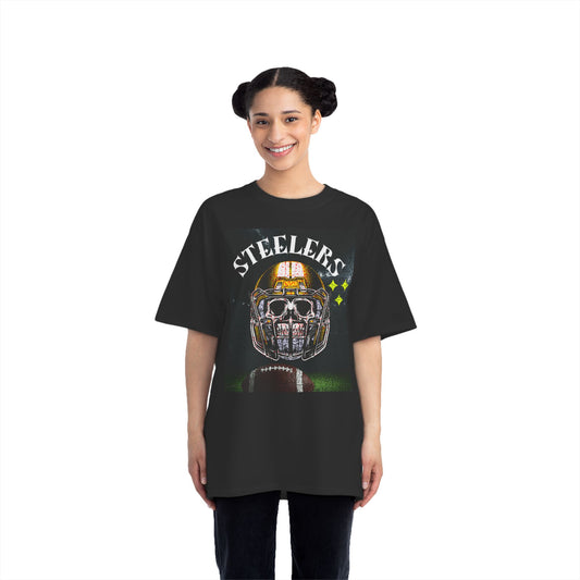 Steelers Skull Graphic Tee, Football Lover Gift, Casual Sportswear, Game Day T-Shirt, Unisex Short-Sleeve Apparel