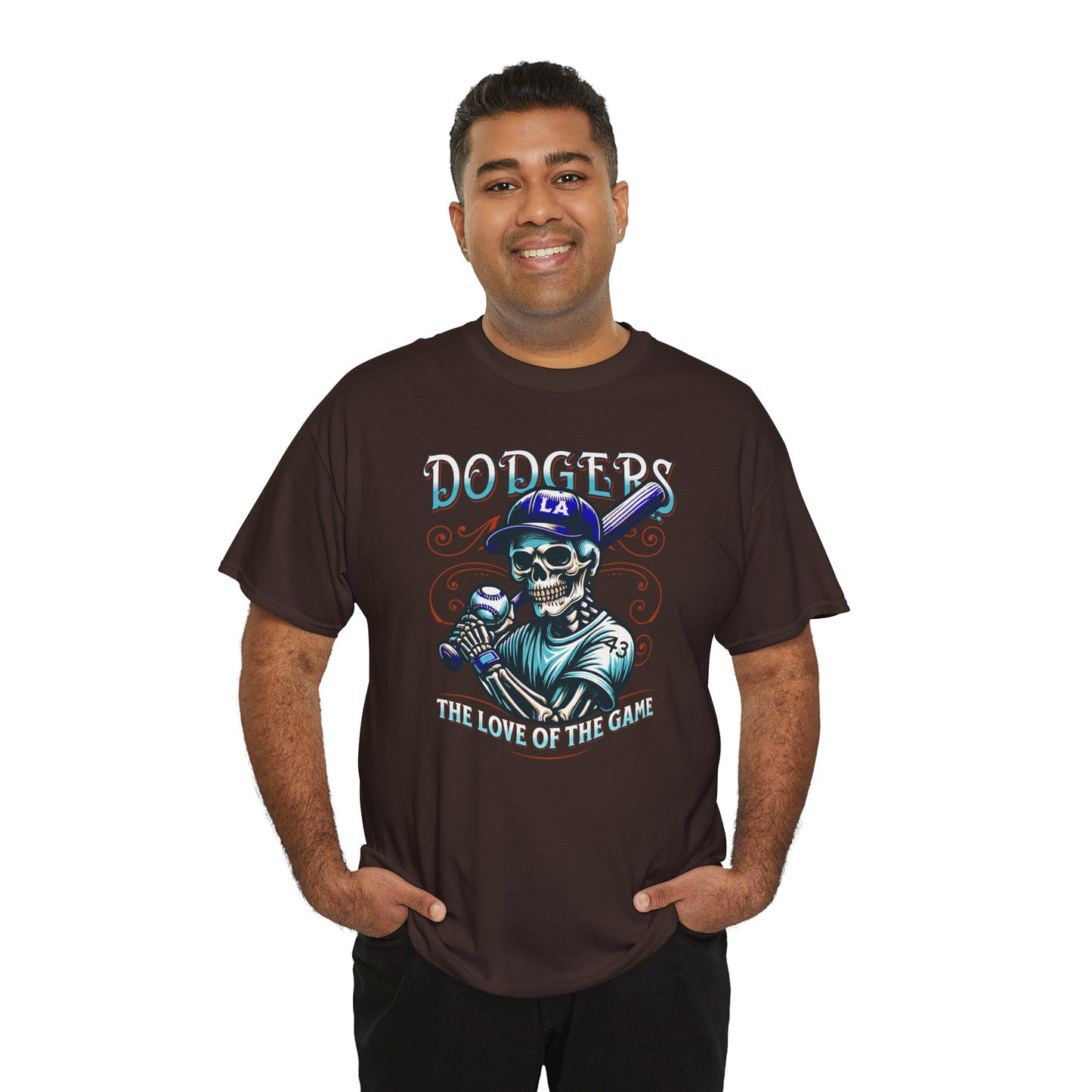 Vintage Dodgers Skeleton Tee - Unisex Heavy Cotton T-Shirt for Baseball Lovers