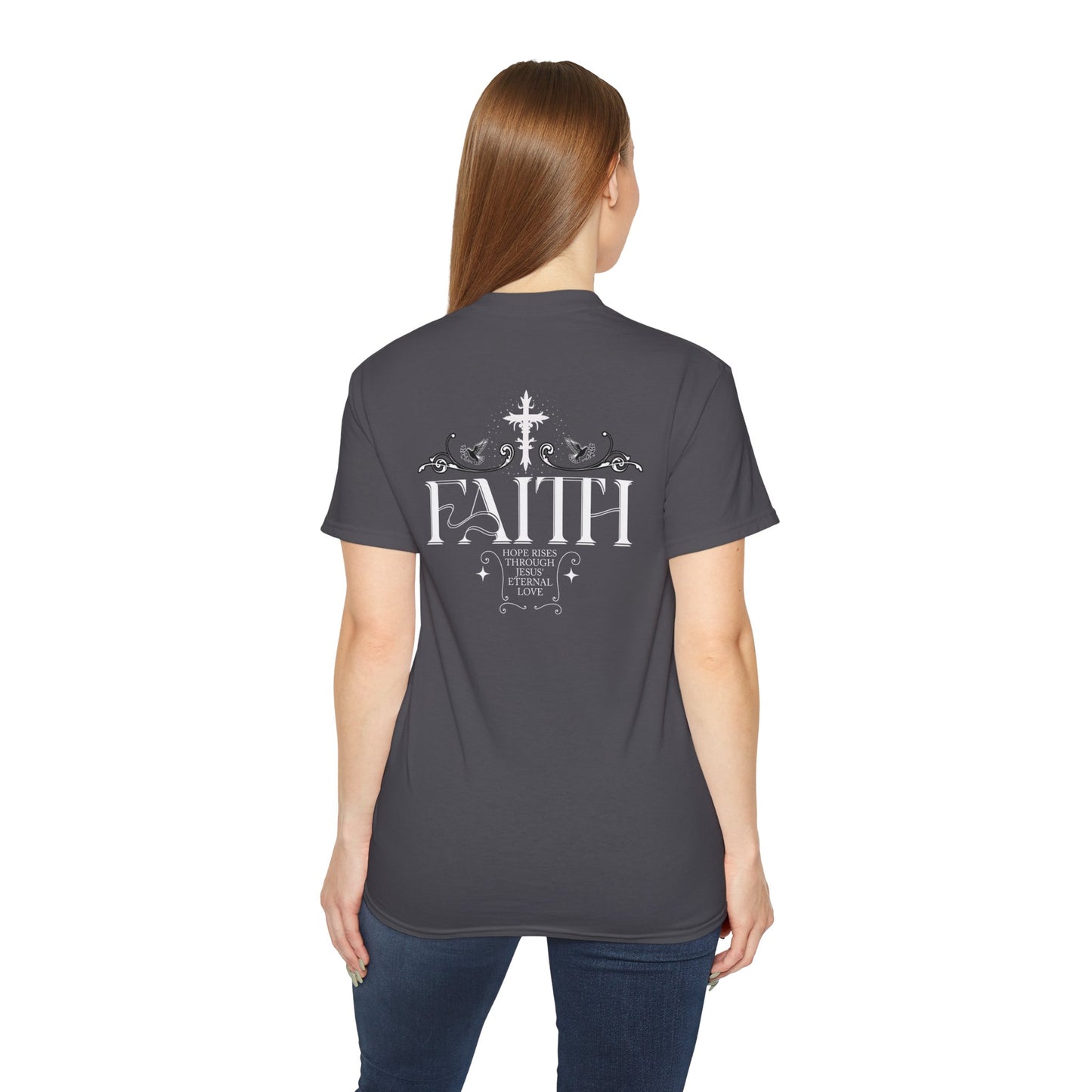 Faith Cross Unisex Ultra Cotton Tee, Inspirational Shirt, Religious Gift, Casual Wear, Church Outing, Everyday Comfort