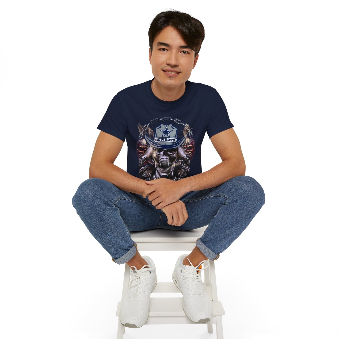 Cowboy Skull Unisex Tee, Cowboy Skull Graphic Tee, Unisex Cotton Shirt, Festival Wear, Unique Gift for Him/Her, Casual Style