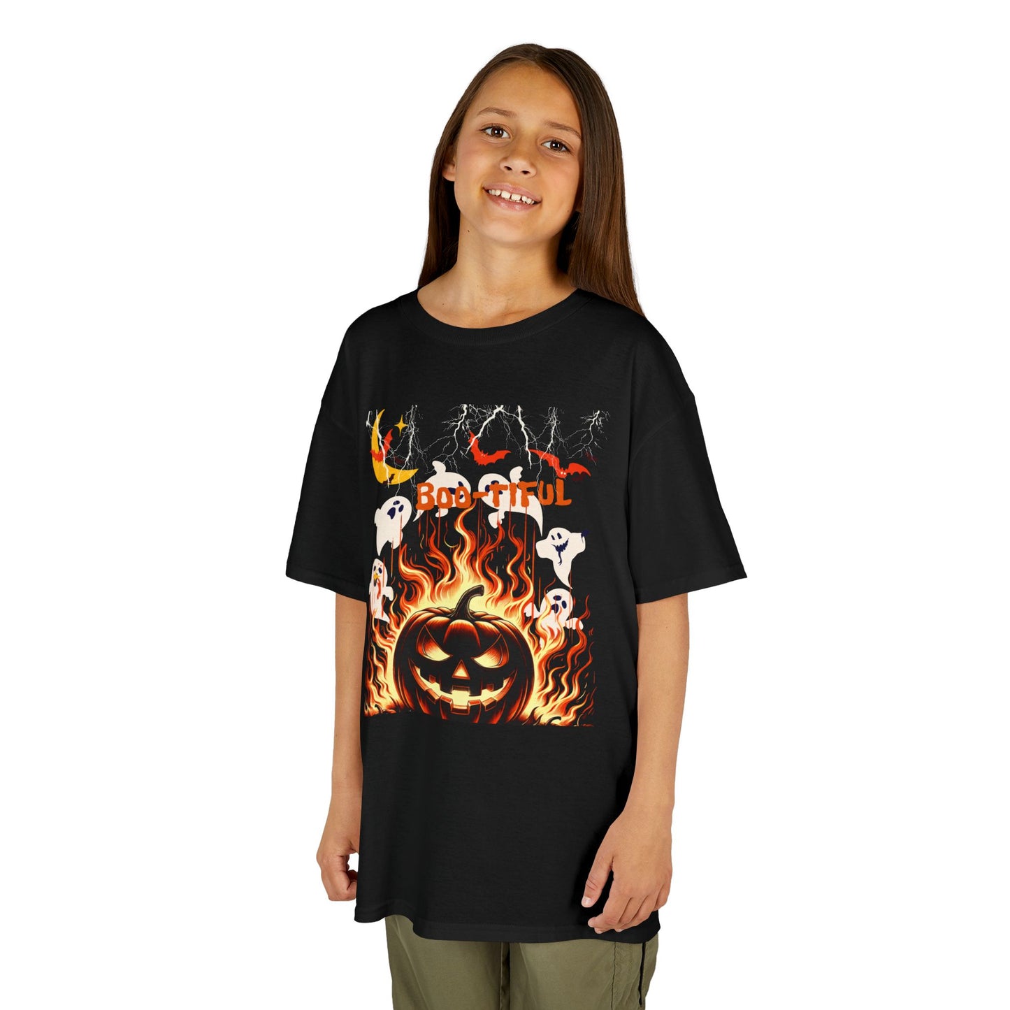 Kids T-Shirt Halloween Graphic Spooky Ghost Print Costume Party Top