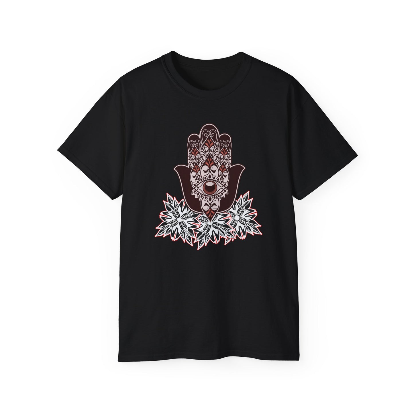 Bohemian Graphic Tee, Unisex Cotton Shirt, Casual Summer Wear, Festival Outfit, Unique Gift for Him/Her, Hand of Fatima Design