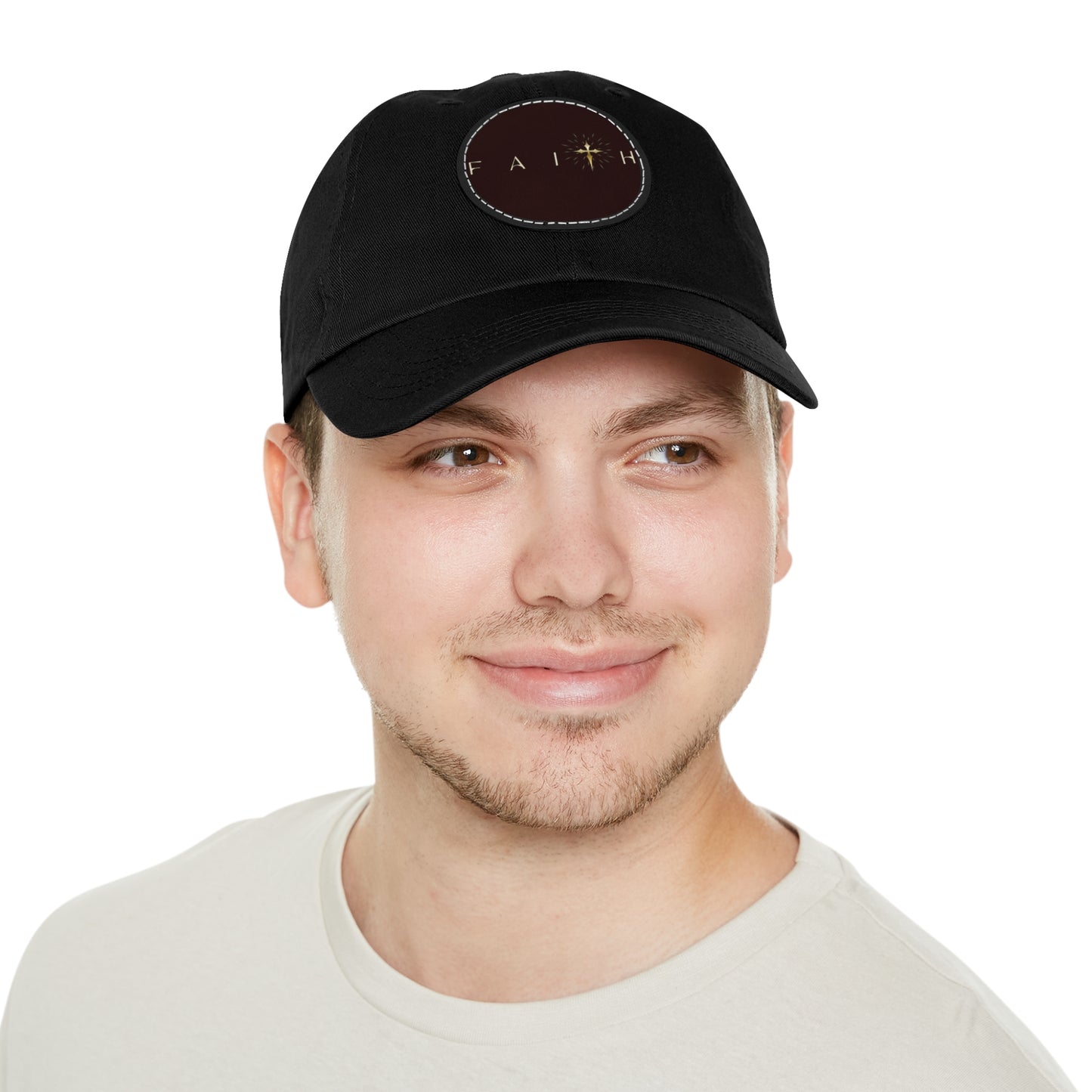 Stylish Dad Hat with Leather Patch - Faith Design, Ideal for Everyday Wear, Gifts, Outdoors, and Special Occasions