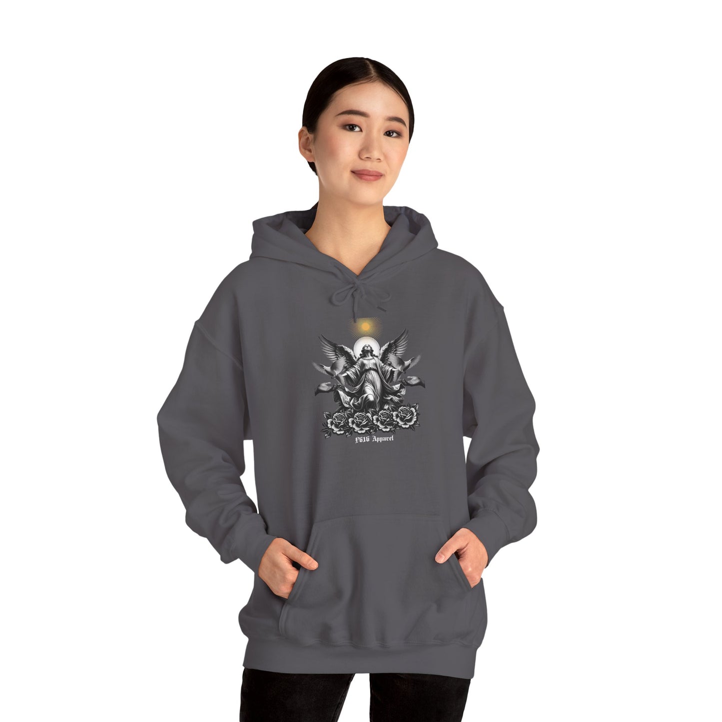 Religious Crowned Hoodie, Cozy Layering, Streetwear Style, Graphic Sweatshirt, Artsy Gift for Any Occasion