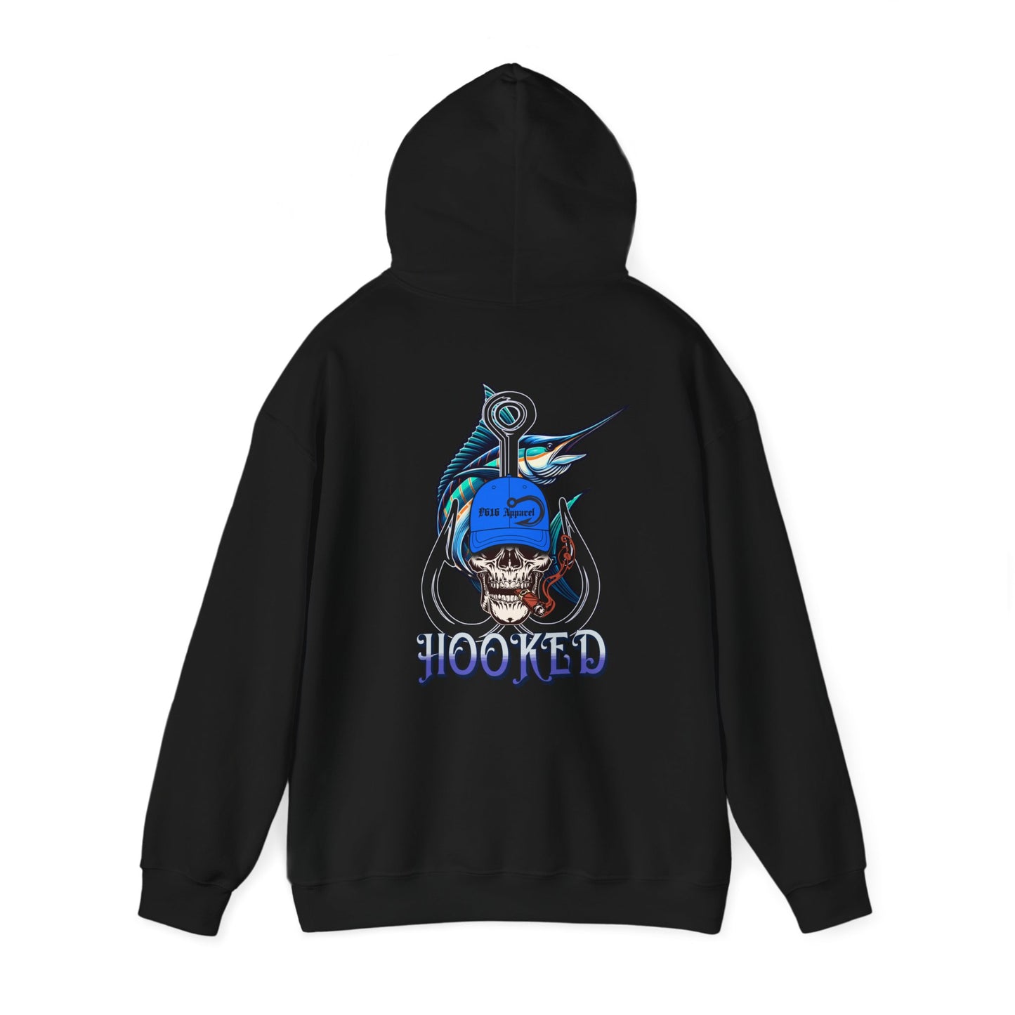 Skull & Fish Hooked Hoodie - Fishing Lovers Unisex Hooded Sweatshirt, Gift for Dad, Casual Street Style Apparel, Fathers Day Present, Cool