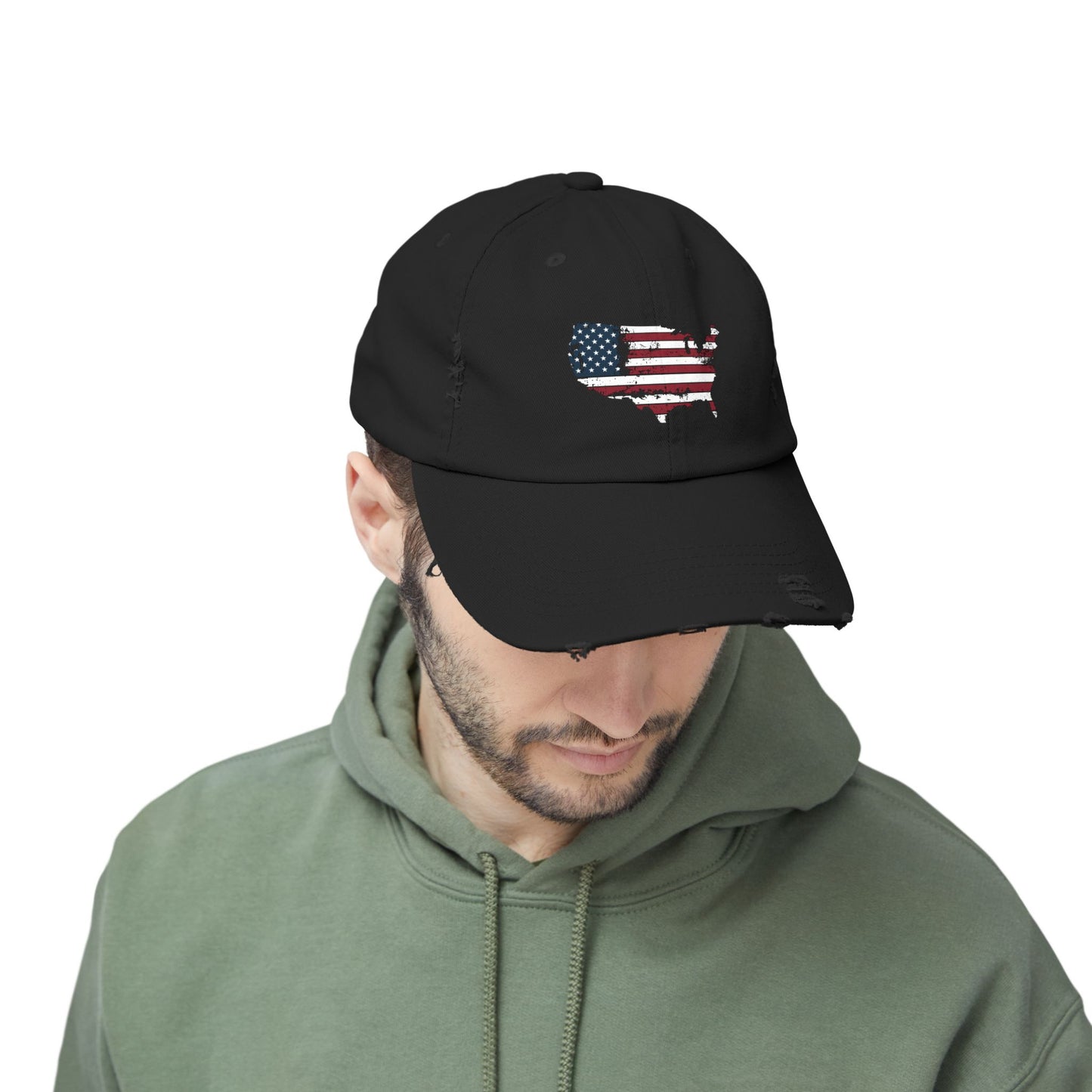 USA Flag Distressed Cap - Vintage American Baseball Hat for 4th of July and Summer