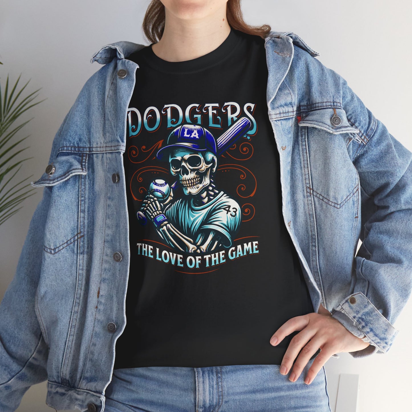 Vintage Dodgers Skeleton Tee - Unisex Heavy Cotton T-Shirt for Baseball Lovers