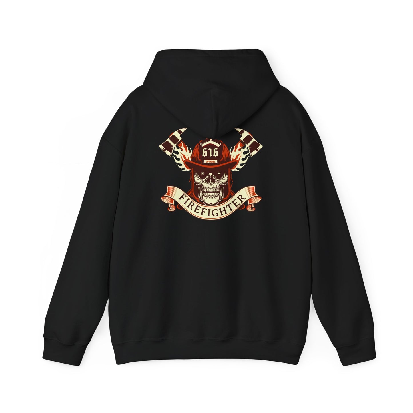 Firefighter Skull Hoodie - Unisex Heavy Blend Sweatshirt, Gift for Firefighter, Halloween Outfit, Cozy Pullover, Unique Firefighter Gear