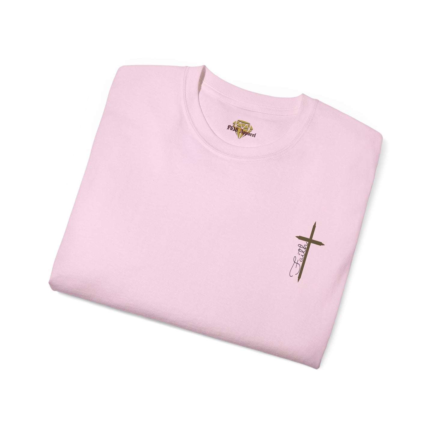 Christian Cross Faith, Unisex Heavy Cotton Tee, Ink is pressed onto garment will not peel or fade