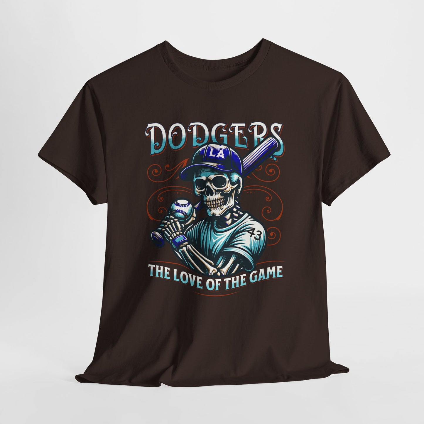 Vintage Dodgers Skeleton Tee - Unisex Heavy Cotton T-Shirt for Baseball Lovers