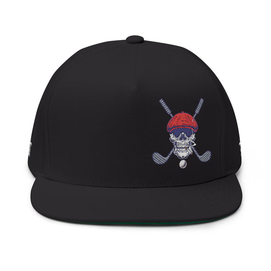 Skull Golf Cap Skull, Golf Flat Bill Cap, Cool Embroidered Cap for Sports Fans, Trendy Hat for Gifts, Unique Cap for Casual Wear, Perfect for Golf