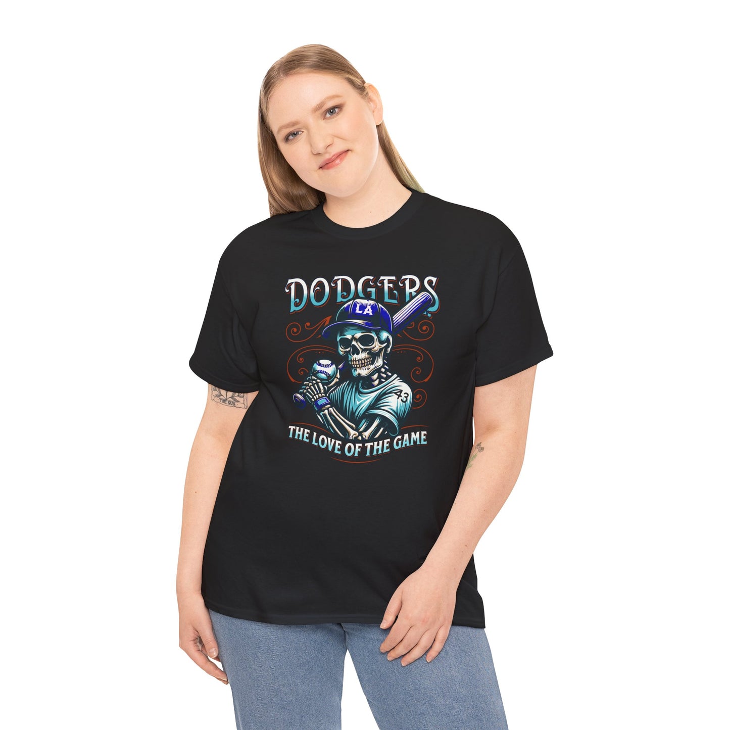 Vintage Dodgers Skeleton Tee - Unisex Heavy Cotton T-Shirt for Baseball Lovers