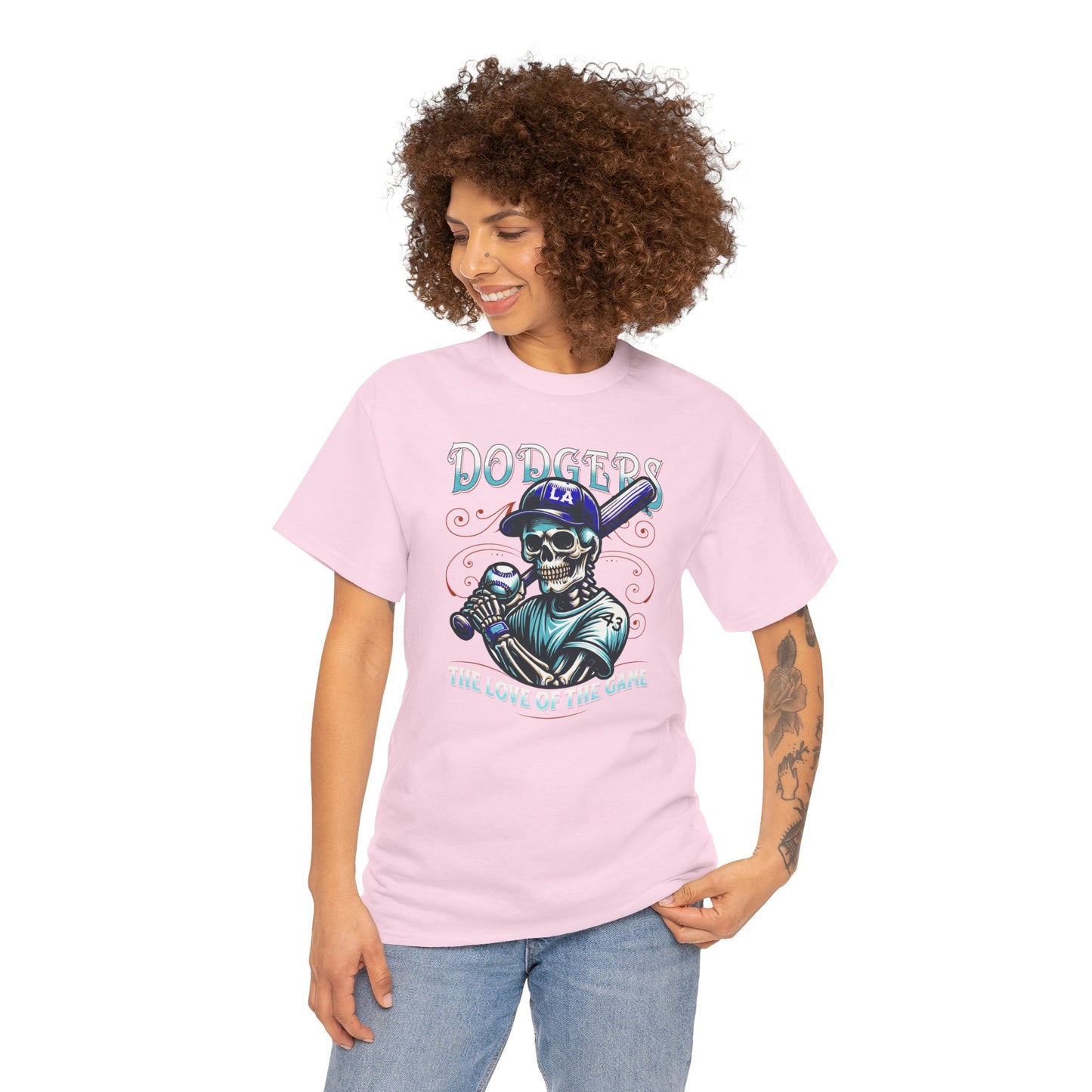 Vintage Dodgers Skeleton Tee - Unisex Heavy Cotton T-Shirt for Baseball Lovers