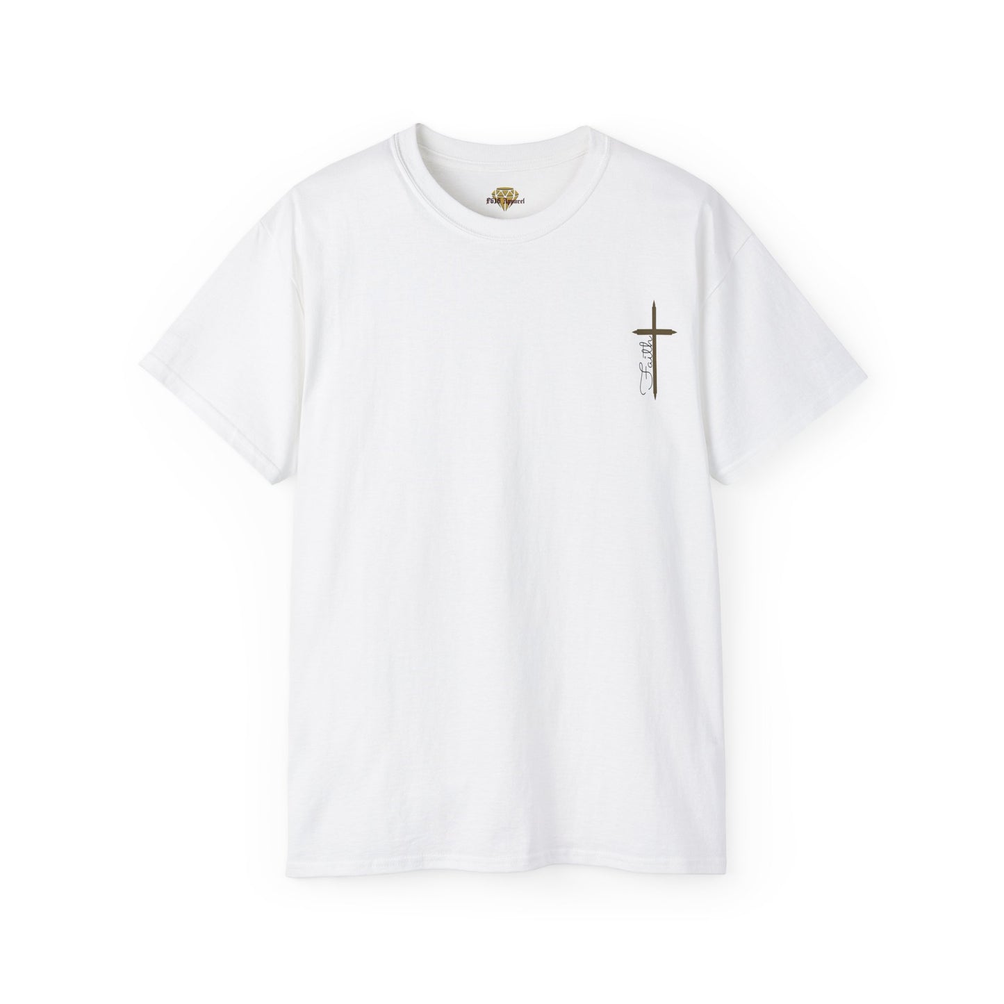 Christian Cross Faith, Unisex Heavy Cotton Tee, Ink is pressed onto garment will not peel or fade