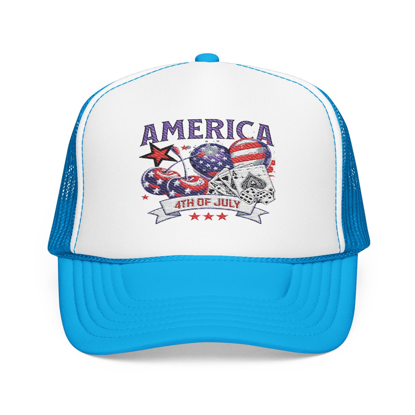 Trucker Hat - Patriotic Red American Fourth of July Embroidered Cap