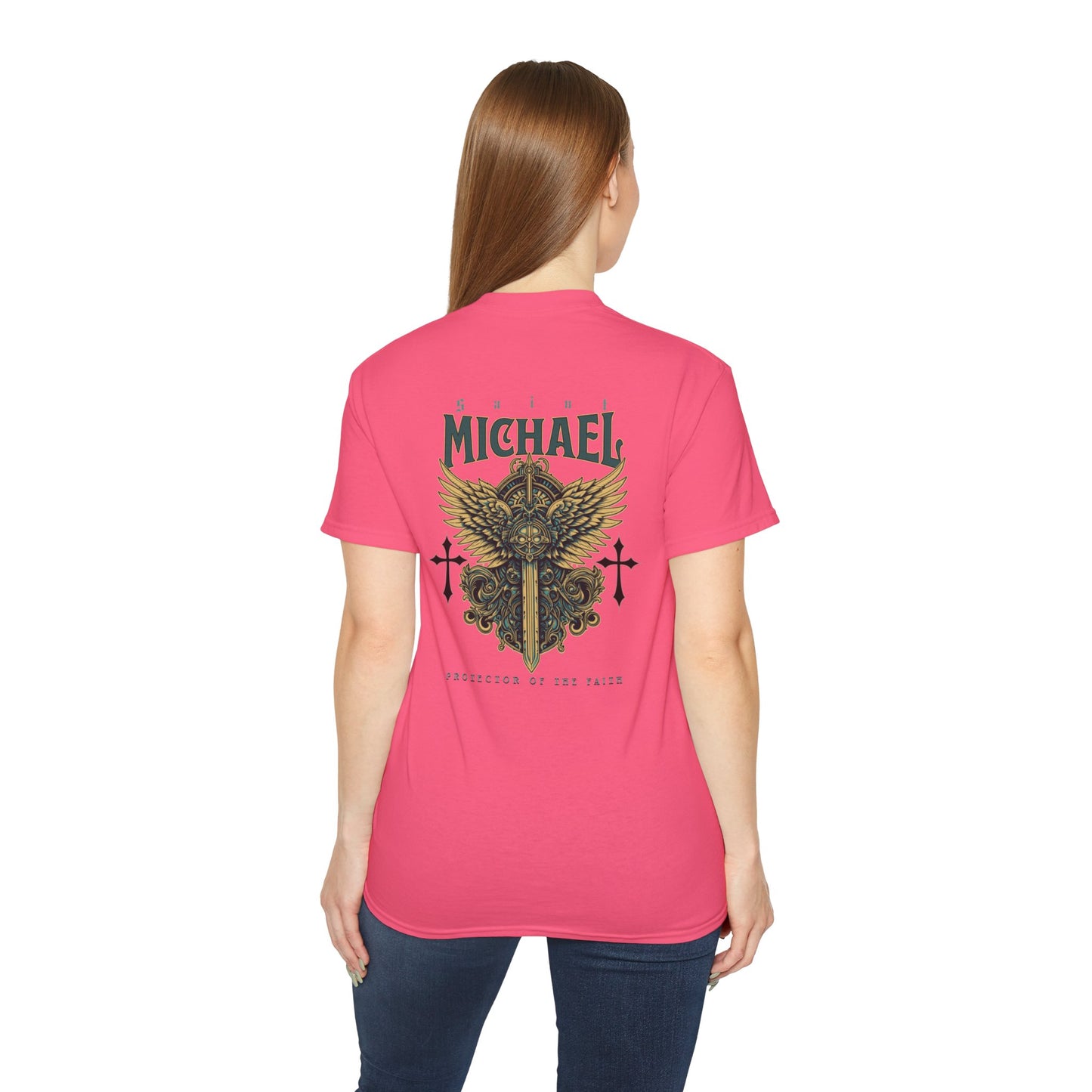 Spiritual Graphic Tee - Unisex Cotton Saint Michael Shirt