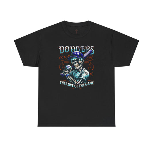 Vintage Dodgers Skeleton Tee - Unisex Heavy Cotton T-Shirt for Baseball Lovers