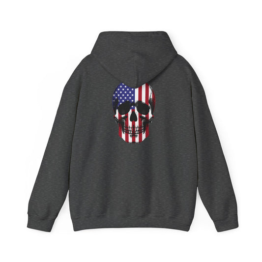 American Skull Hoodie, Graphic Hooded Sweatshirt for Men & Women, Casual Streetwear, Gift for Holidays, Unique Style Sweatshirt