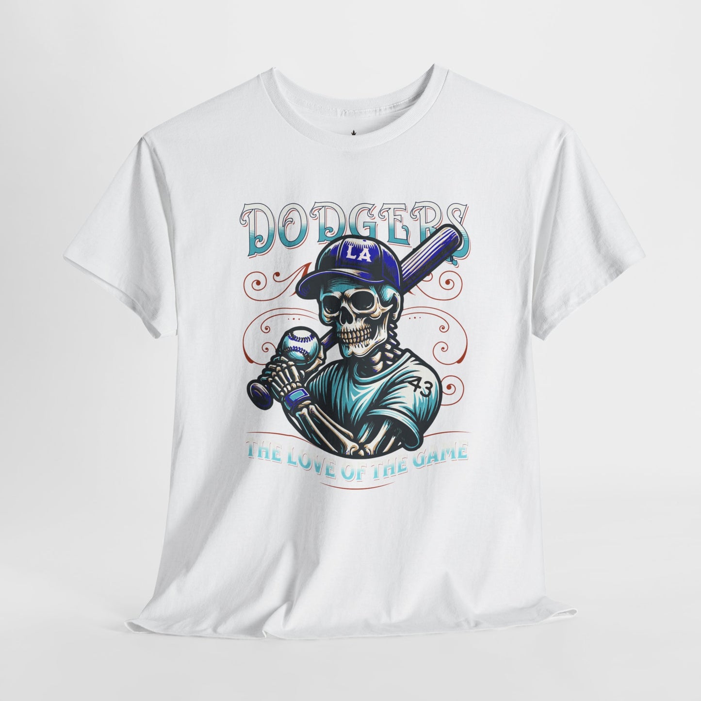Vintage Dodgers Skeleton Tee - Unisex Heavy Cotton T-Shirt for Baseball Lovers