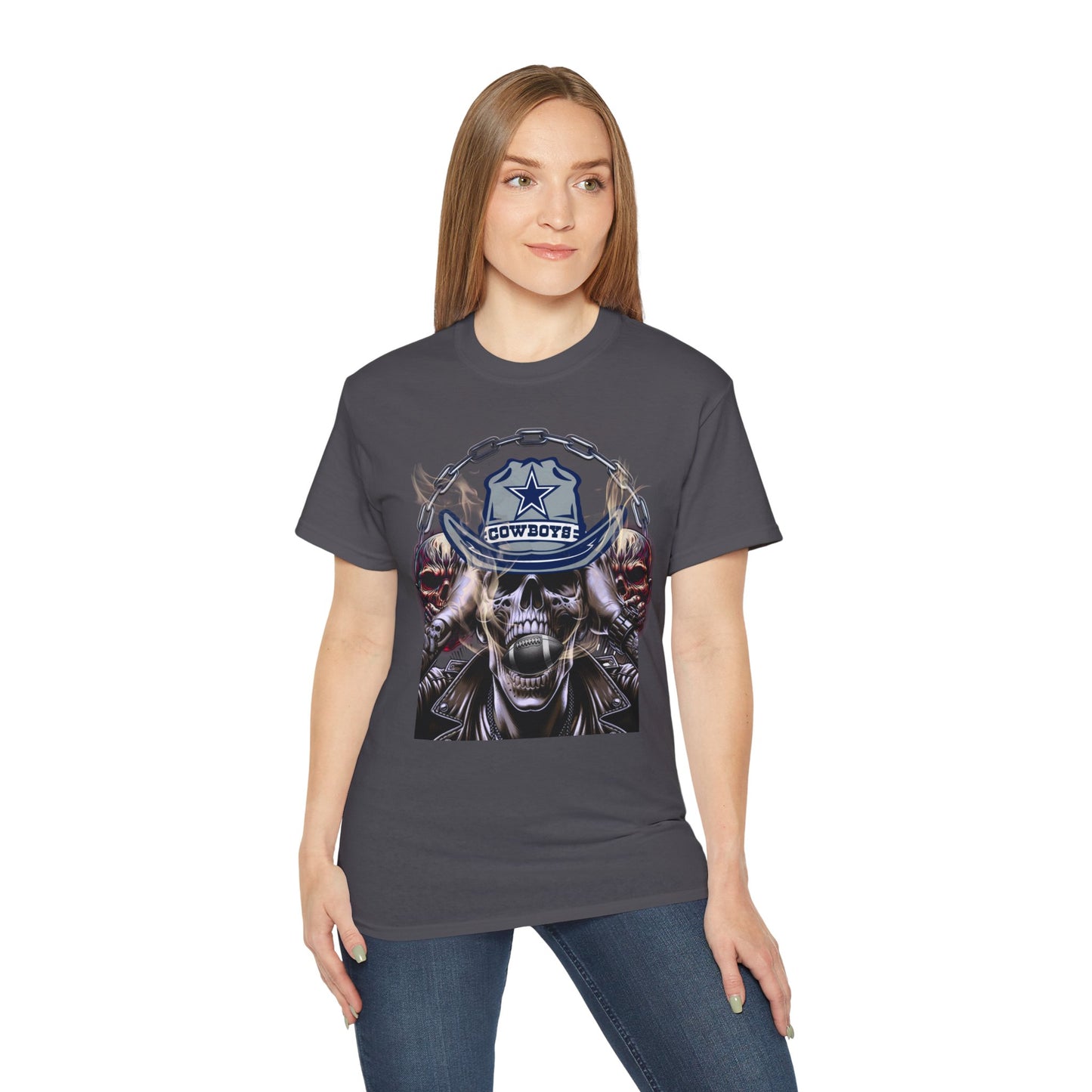 Cowboy Skull Unisex Tee, Cowboy Skull Graphic Tee, Unisex Cotton Shirt, Festival Wear, Unique Gift for Him/Her, Casual Style