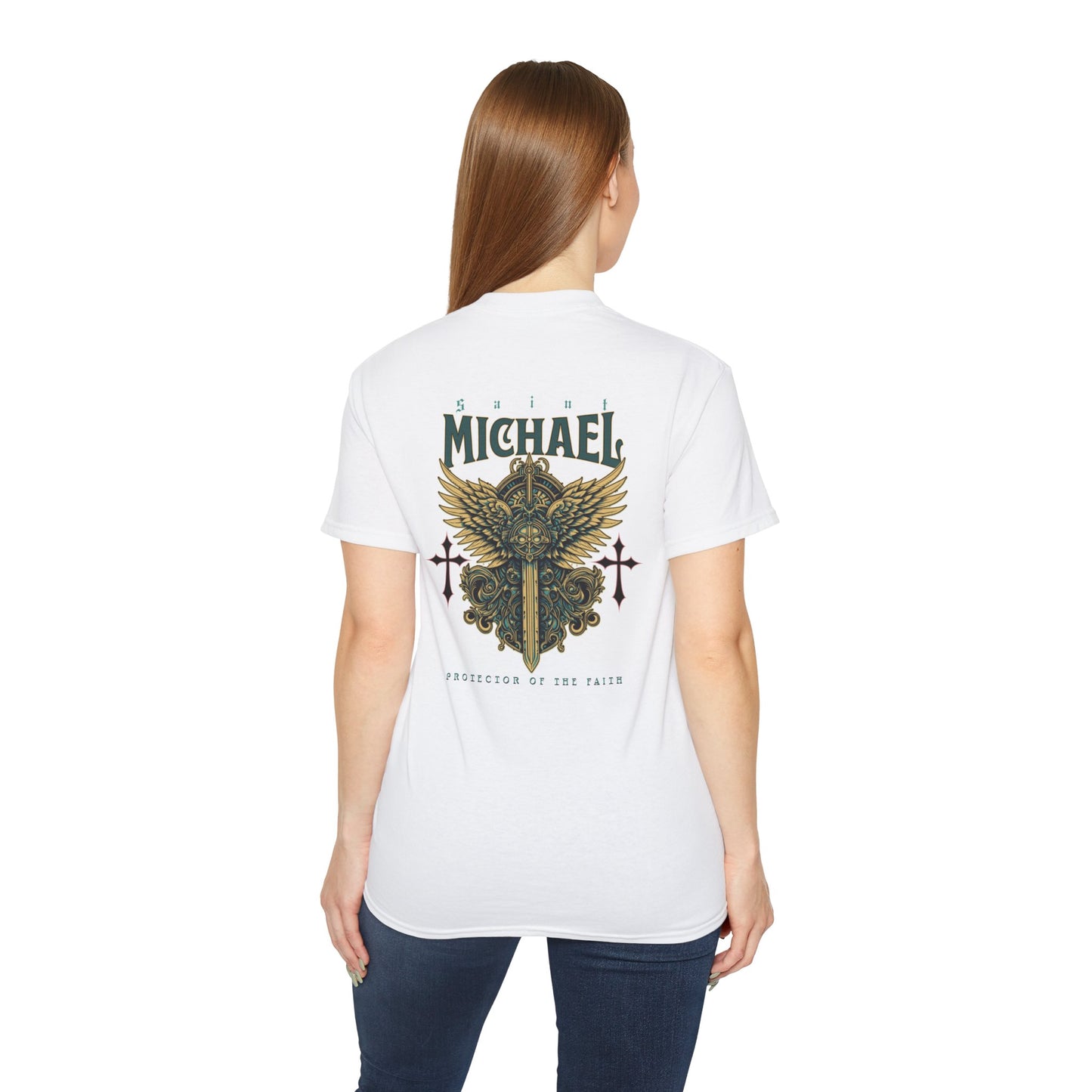 Spiritual Graphic Tee - Unisex Cotton Saint Michael Shirt